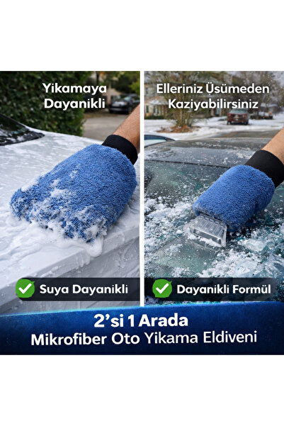 Carub Buz Kazıyıcı Eldivenli Kar Temizleme Aparatı Oto Cam Buz Çözücü
