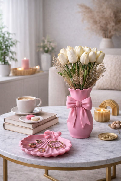 NureStore Kurdeleli Dekoratif Vazo ve İstridye Aksesuarlık