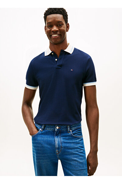 Tommy Hilfiger Mavi Erkek Polo T-Shirt MW0MW41962C1G_COLLAR & CUFF INTERES