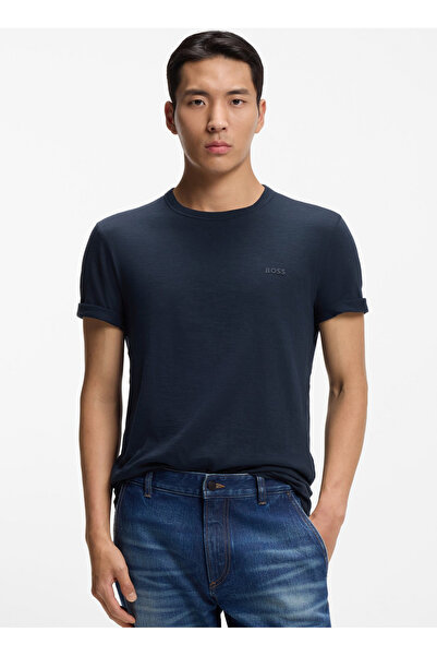 BOSS Bisiklet Yaka Lacivert Erkek T-Shirt Tegood_50508243