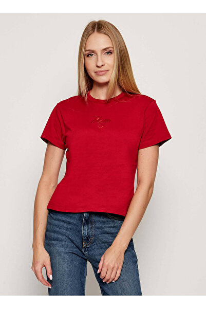 HUGO Kırmızı Kadın Regular Fit Logo Baskılı T-Shirt 50550117
