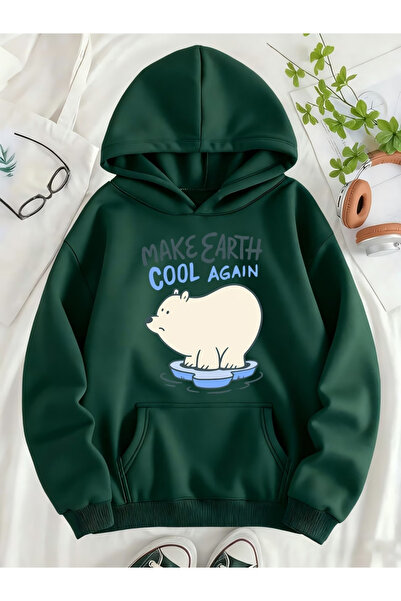 Rayan & Hoor Style White oversized hooded sweatshirt with kedi print