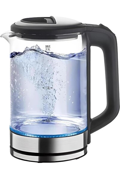 Generic غلاية كهربائية من الفولاذ المقاوم للصدأ سعة 2.5 لتر بقوة 1500 واط مزو...