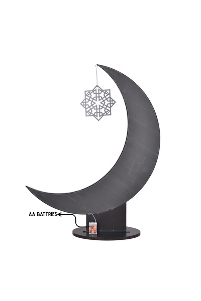 NAWADER Black Ramadan Crescent Light, Battery Operated, Elegant Decoration HY374A, BLACK