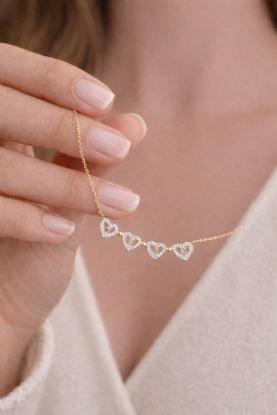 LansmanJwellery 925 Ayar Gümüş Mıknatıslı Beyaz Yonca Kolye Gümüş Üzeri 14 Ay...