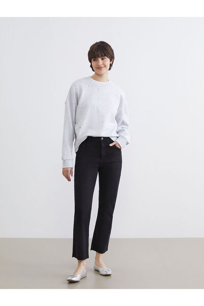 LC Waikiki XSIDE Μαύρο Γυναικείο Τζιν Παντελόνι Crop Flare