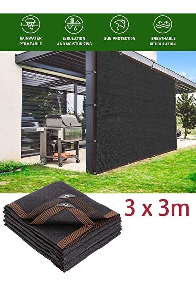 Generic ستارة خارجية من قماش التظليل الأسود، ستارة لفافة خارجية 3 × 3 أمتار، ...