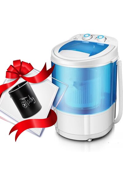 Generic غسالة ملابس صغيرة محمولة ذات تحميل علوي، حوض غسيل مدمج، غسيل مفرد .