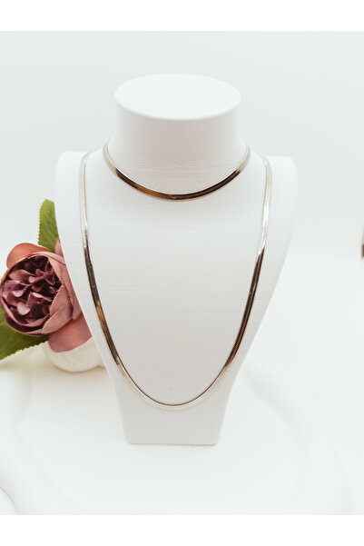 stainles steel Gümüş Renk Yassı İtalyan 4mm Yassı Çelik Zincir Seti