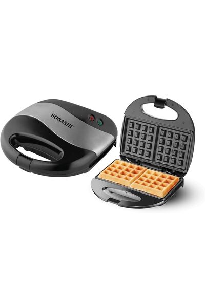 Generic Sonashi 2-Slice Waffle Maker [Black-Silver] SWM-873-750W, Class I Non...