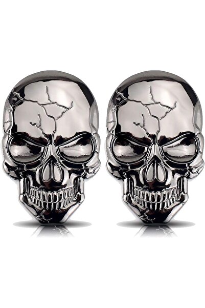 Generic ملصقات جمجمة معدنية للزينة، ملصقات سيارات ثلاثية الأبعاد شديدة التحمل...