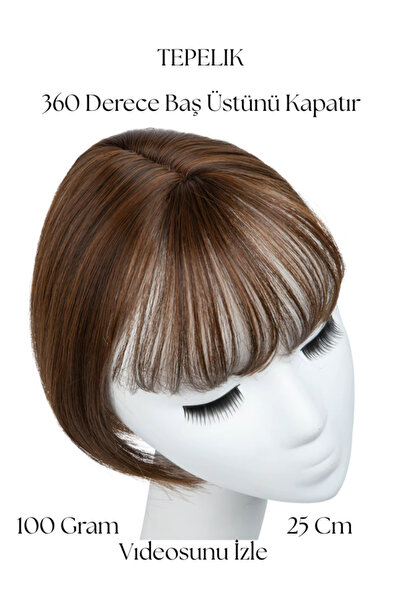 YARAT Tepelik Açık Kahverenk Kahküllü Saç Peruk Kahkül Postiş Peruk Saç Kaybı