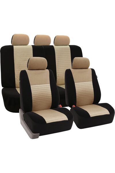 Generic مجموعة FH - FB060BEIGE115 غطاء مقعد سيارة عصري وأنيق، مقاس عالمي، (بي...