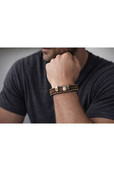 HER ŞEY NOTA www.herseynota.com Brown Genuine Leather Men's Bracelet – Multi-...