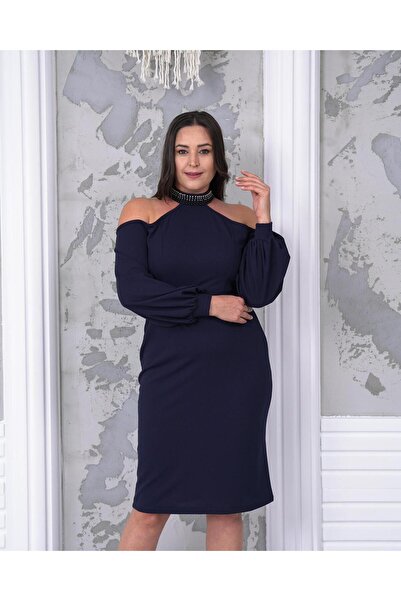 rotop Alexa dress, midi, elegant with cut-out shoulders and choker neckline