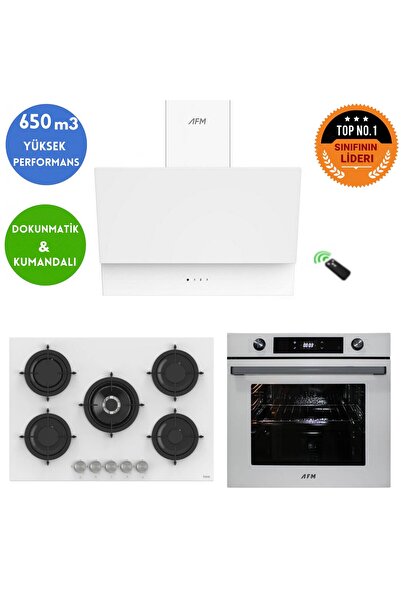 Ferre ve AFM Tech Marka / Mivoe 5 Gözlü Beyaz Ankastre Set ( RS036 75cm 1'wok...