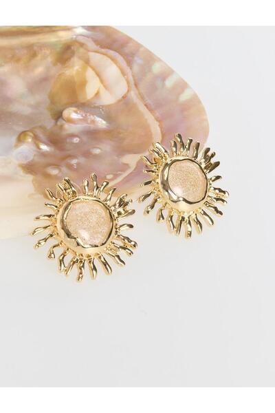 Jimmy Key Taş Güneş Figürlü Parlak Zarif Küpe