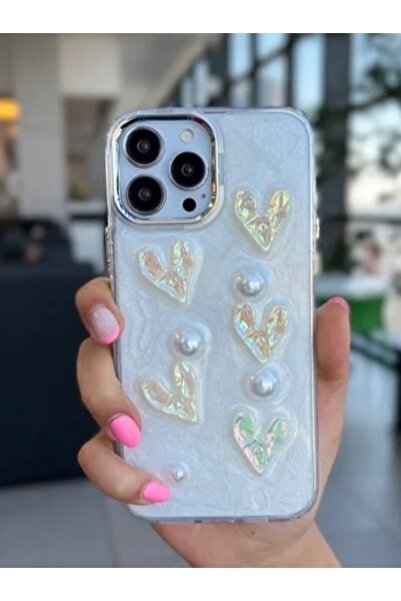 Paladyum Case حافظة إيبوكسي ثلاثية الأبعاد على شكل قلب متوافقة مع آيفون 14 برو