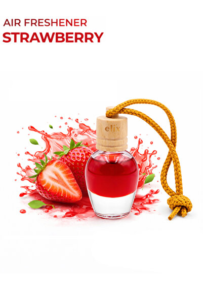 Elix زجاجة معطر جو للسيارة برائحة الفراولة مع غطاء خشبي، مانعة للتسرب، رائحة ...