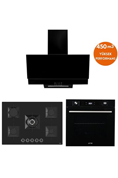 Ferre ve AFM Tech Marka / Lugan 5 Gözlü Siyah Ankastre Set ( RS035 75cm 1'wok...