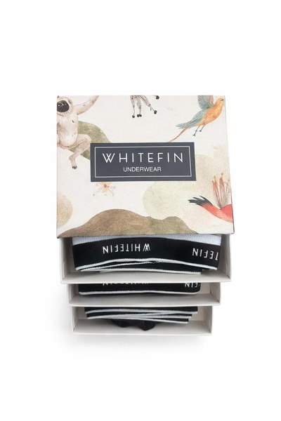 Whitefin Ανδρικό Boxer Premium Box - Μαύρο-Λευκό-Ναυτικό Μπλε