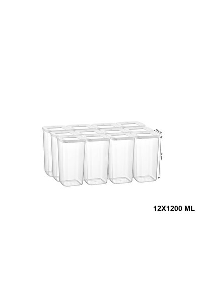 VİP AHMET 12'li Kare Saklama Kabı Seti 12*1200 ml