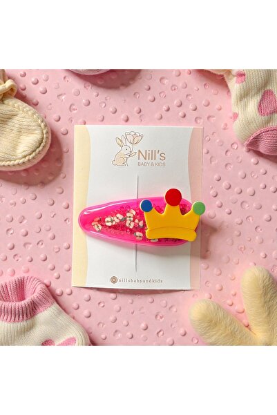 Nills Baby & Kids مشبك شعر شفاف بتفاصيل مفصلة على شكل تاج - وردي
