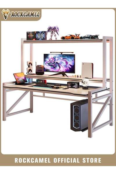 ROCKCAMEL Three-Layer Gaming Desk, Computer Desk 138cm