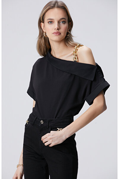 Network Siyah Aksesuar Askılı T-shirt