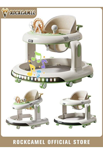 ROCKCAMEL مشاية أطفال 3 في 1 مع موسيقى وصينية قابلة للإزالة، مشاية تعليمية قا...