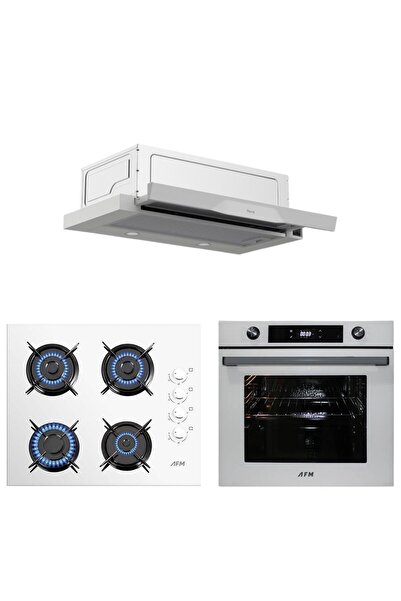 Ferre ve AFM Tech Markalı /Grane Beyaz Ankastre Set ( D037 Sürgülü Aspiratör ...