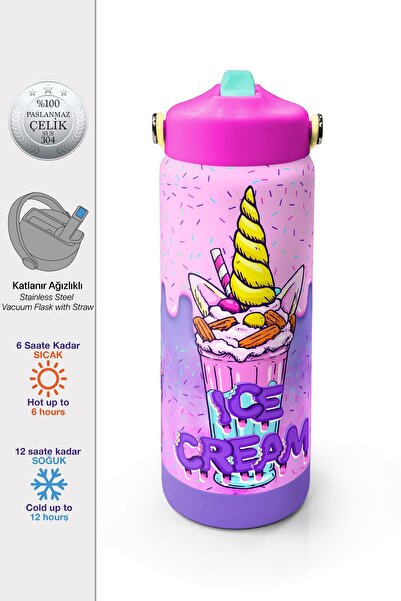 Coral High Mor Milkshake Dondurma Katlanır Ağızlıklı Çelik Termos 650 ml 38378