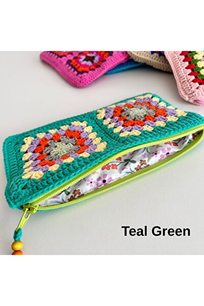 B BUL AKSESUAR Örgü Kadın Cüzdan 24x13 cm Büyük Boy Fermuarlı Astarlı El Cüzdanı