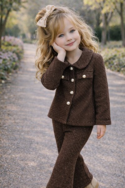 My Kids Wear Kız Çocuk Bayramlık Tüvit Ceket & İspanyol Paça Pantolon Takım 1...