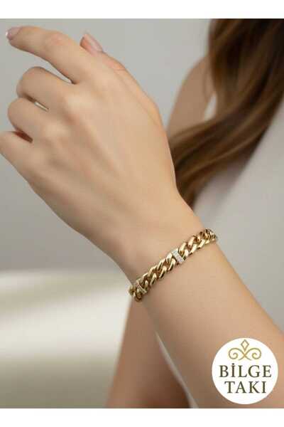 Bilge Takı سوار سلسلة Xuping من حجر الزركون الفاخر، سوار من الفولاذ المقاوم ل...