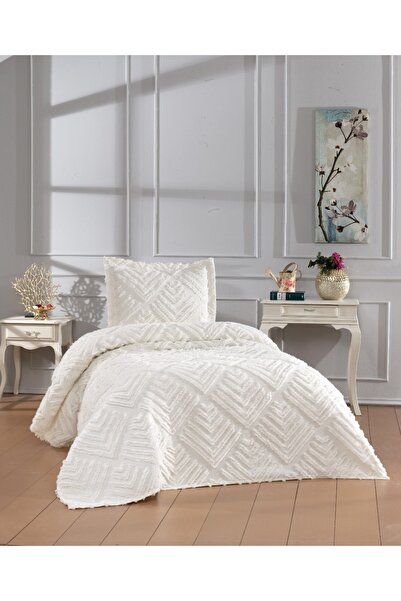 DANTEELHOME Valencia 2-Piece Single Bed Pique Set Cream