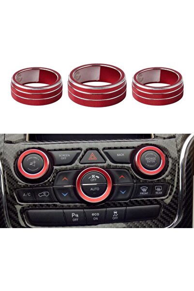 Generic LECART for Jeep Grand Cherokee Interior AC Knob Covers Red Volume Kno...
