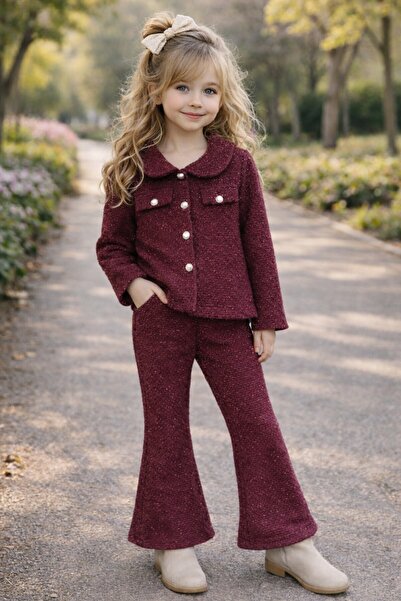 My Kids Wear Kız Çocuk Bayramlık Tüvit Ceket & İspanyol Paça Pantolon Takım 1...