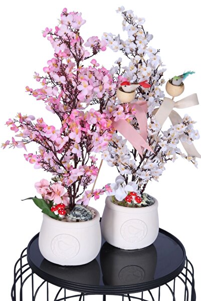 Yapay Çiçek Sitesi Yapay Japon Kiraz Çiçeği Bahar Dalı Ağacı 52 cm 2li Set