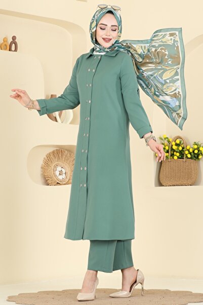 ModaMerve Çıtçıt Aksesuarlı Dabıl Takım 24020UKB139-MS Küf Yeşili