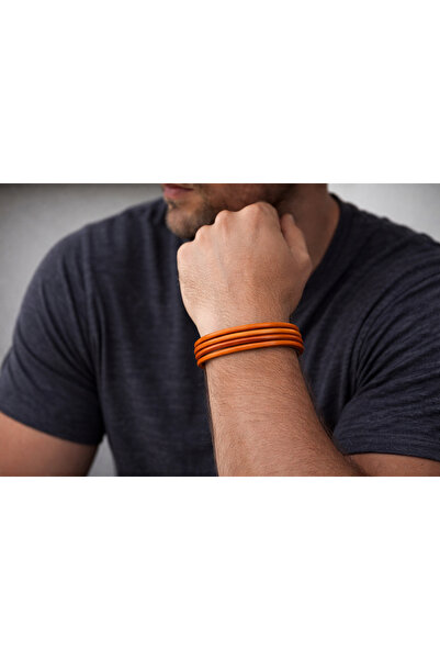 HER ŞEY NOTA www.herseynota.com Orange Genuine Leather Men's Bracelet – Thin,...