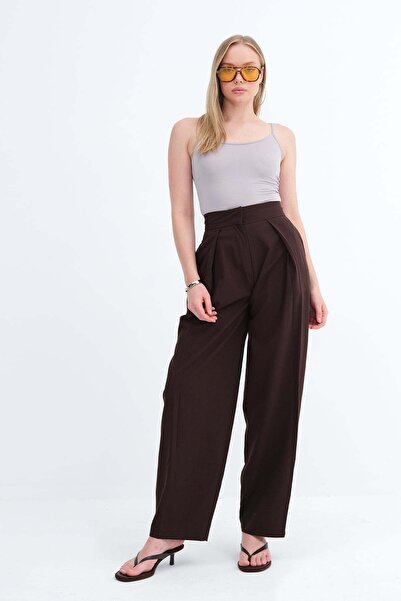 Addax High Waist Wide Leg Pants Pn3890