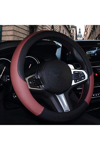 Generic غطاء عجلة قيادة السيارة من شياواسينا، جلد، مقاس عالمي 15 بوصة، مانع ل...