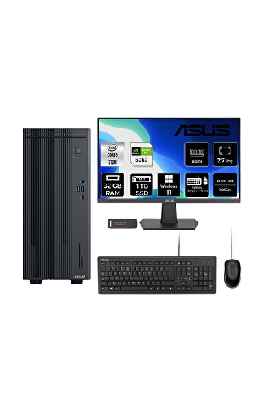ASUS ExpertCenter P500 Core5 210H 32GB 1TB SSD RTX5050/8GB W11H Masaüstü Bilg...