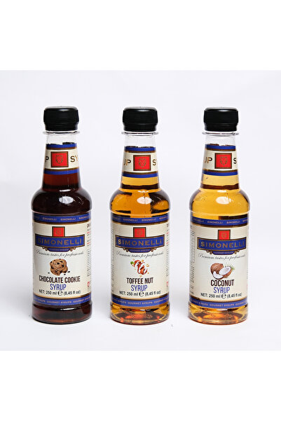 Simonelli Kahve ve Kokteyl Şurup Seti 3x250 ml - Toffe Nut, Çikolatalı Kurabi...