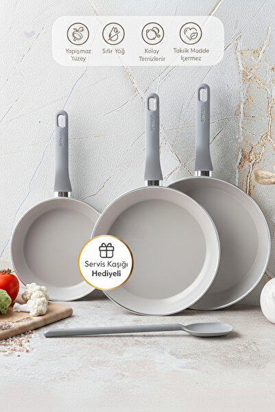 Emsan Swiss Cyrstal RS 3'lü Tava Seti Gri 24-26-30 cm