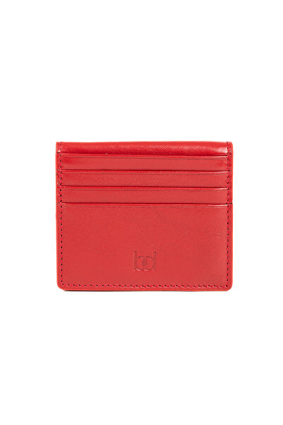BAYDERİ Luis Unisex Genuine Leather Card Holder Red