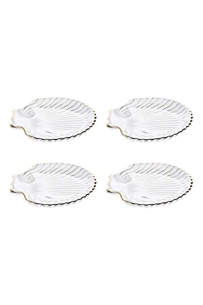 Generic Shuer 4-Piece Glass Plates Clear 14x12x1.6cm