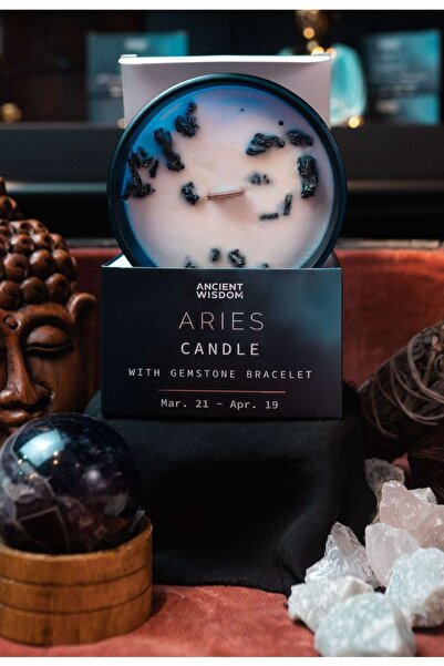 Namaruna Lumânare cu cristale și brățară cu pietre prețioase pentru zodia Berbec
