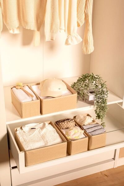 ROYALHOUSE 6-Piece Drawer Organizer Set - Multi-Purpose Cabinet Box Set - Bei...